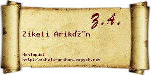 Zikeli Arikán névjegykártya